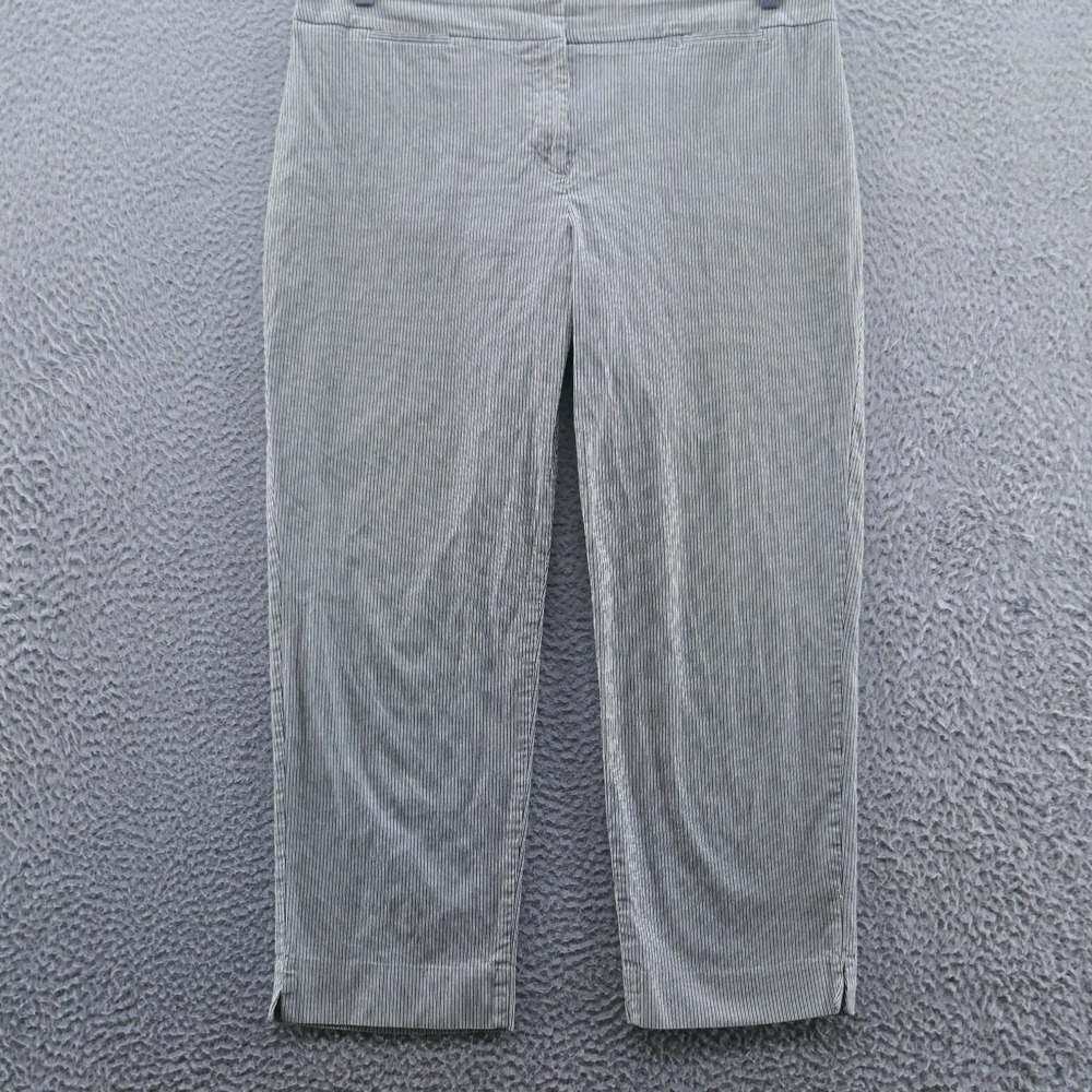 Talbots Womens Size‎ 14 Grey White Pinstripe Cropped Straight Pants Cotton Blend